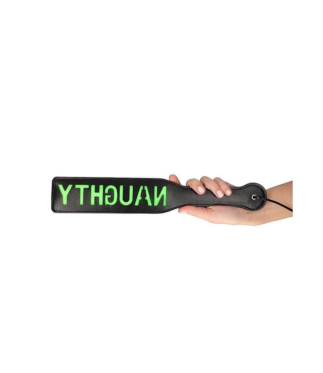 Ouch! Glow in the Dark Neon Green Naughty Glow Paddle – Playful Glow in the Dark Bondage