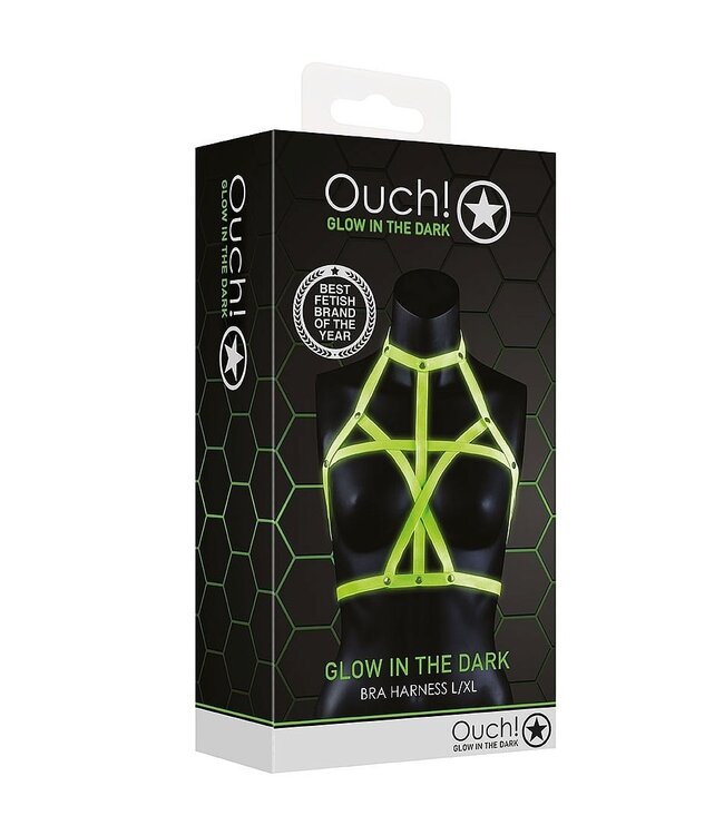 Ouch! Glow in the Dark Ouch! Verstelbaar Glow in the Dark Bondage Harnas Groen L/XL