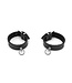 Elegant Black Leather Mini Handcuffs with O-Ring for BDSM Play