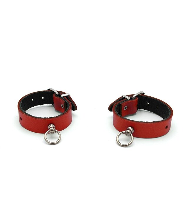 Elegante Mini Lederhandschellen mit O-Ring – Verstellbar für BDSM-Spiele