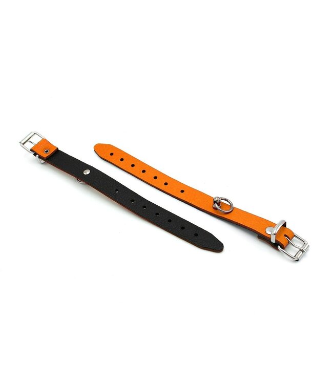 Elegante Lederhandschellen Mini O-Ring Orange | Vielseitige BDSM-Freiheit