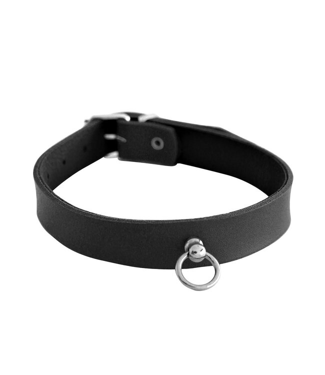 Luxuriöses Mini O-Ring Lederhalsband Schwarz für stilvolles BDSM