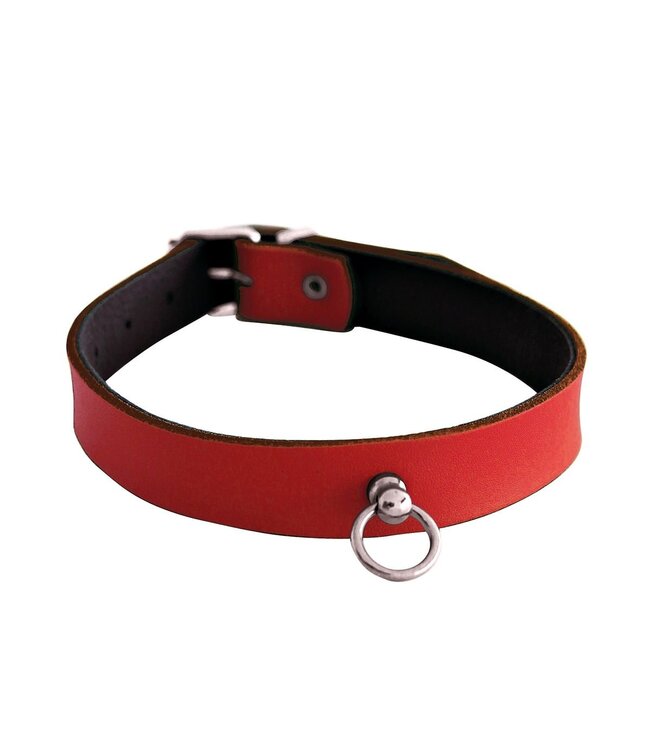 Elegantes Mini-O-Ring-Halsband aus Leder in Rot | Hochwertiges BDSM-Accessoire