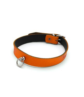 Luxuriöses Mini-O-Ring Lederhalsband in Orange | Stilvolles BDSM-Accessoire