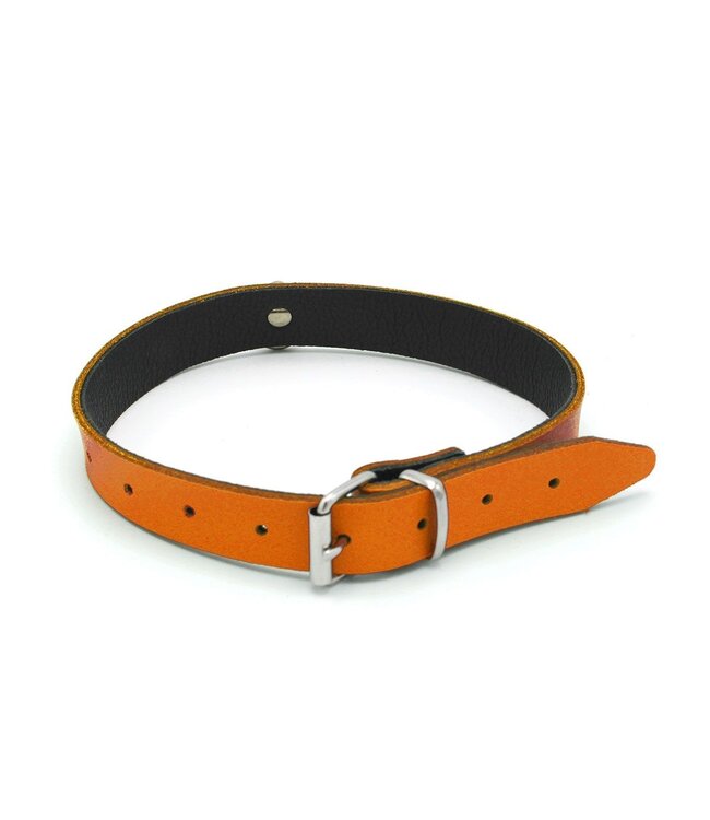 Leren Mini O-Ring Collar Oranje 49 cm Hoogwaardig BDSM Accessoire