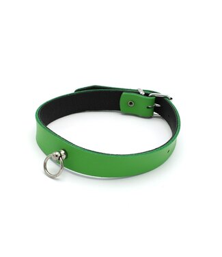 Green Leather Mini O-Ring Collar | Stylish BDSM Accessory