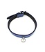 Leren BDSM Halsband Met Blauwe Mini O-Ring 38-51 cm Comfortabele Pasvorm