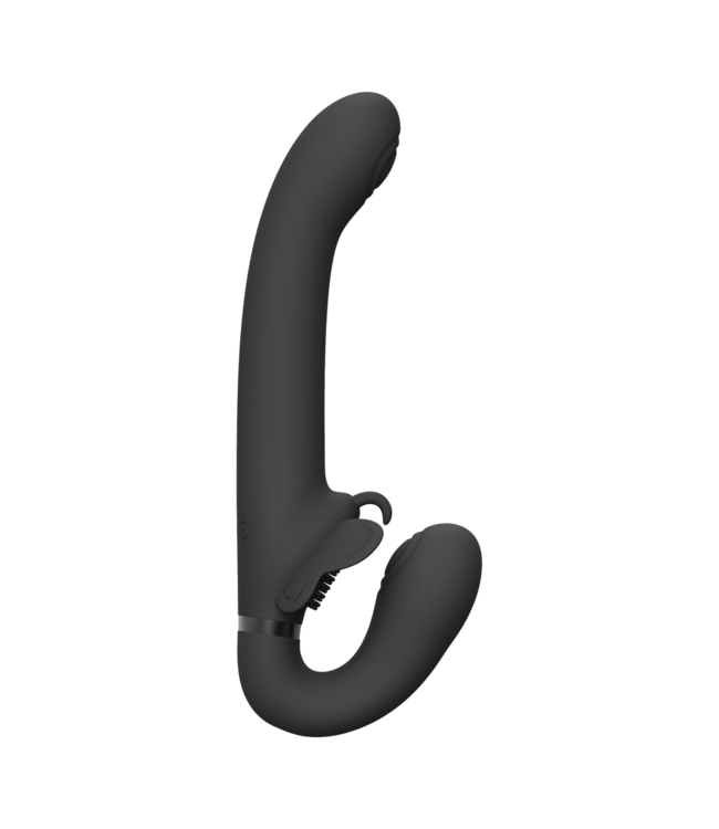 Vive Innovativer Strapless Strapon Schwarz – Double Pleasure mit Vibrationen