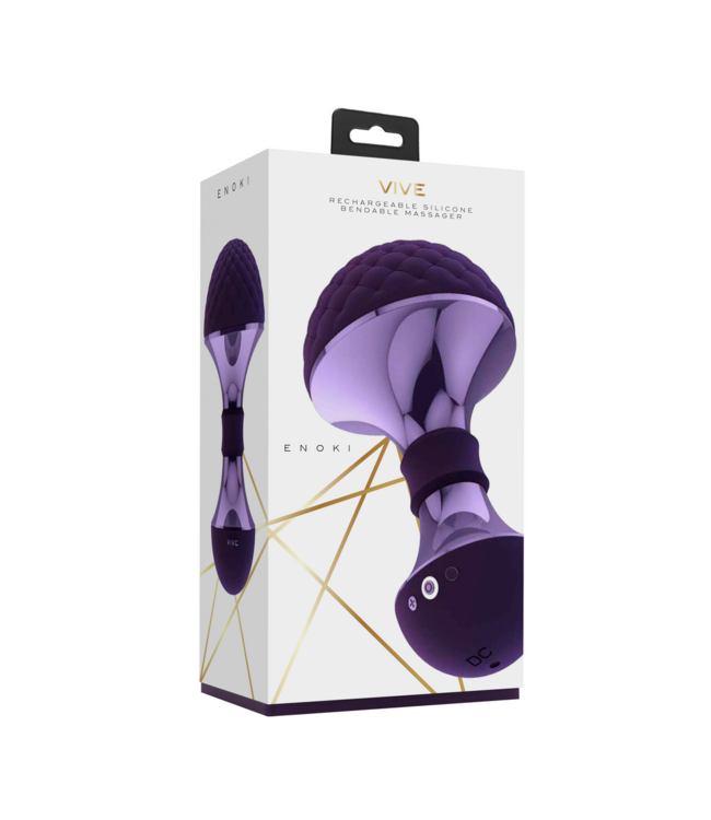 Vive Enoki Luxury Silicone Wand Massager - Waterproof & Flexible, Purple