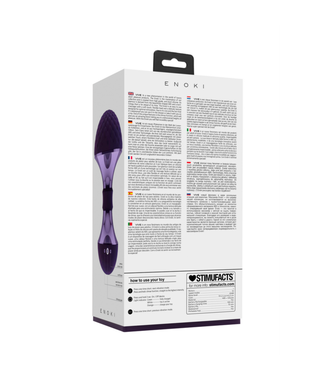 Vive Enoki Luxury Silicone Wand Massager - Waterproof & Flexible, Purple