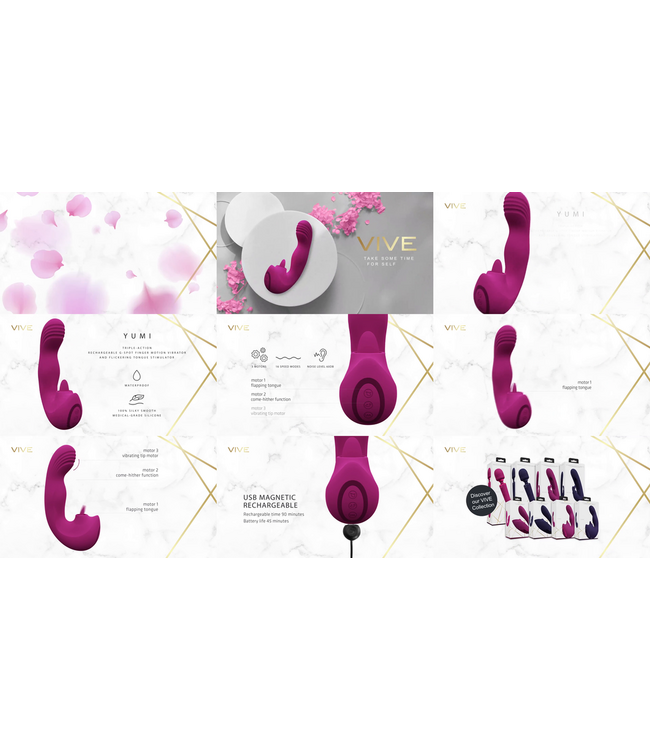 Vive Yumi VIVE060 Triple Motor G-Punkt-Vibrator & Zungenmassager Rosa