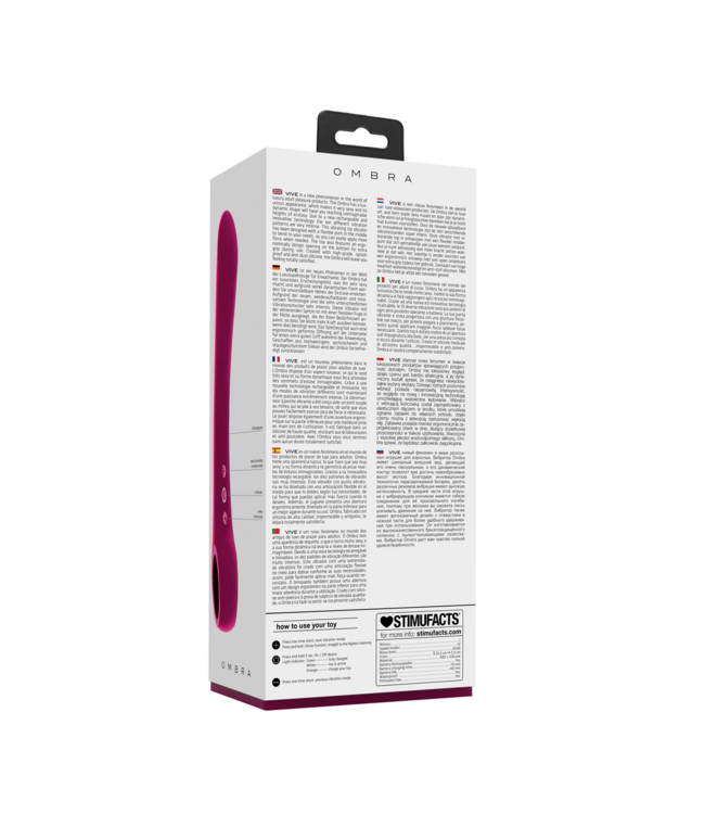 Vive VIVE Flexibele Oplaadbare Vibrator Roze Met 10 Vibratiepatronen