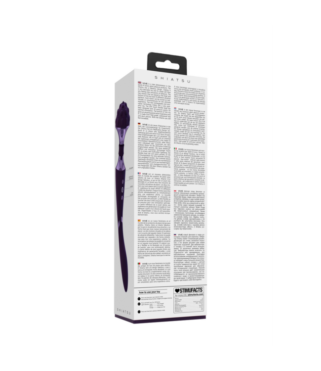 Vive Luxury Purple Shiatsu Wand Vibrator - 10 Vibes, Waterproof & Flexible