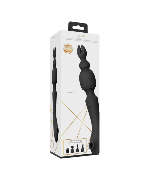 Vive Vive Dual Stim Pulse Wave Vibrating Wand Zwart – Hypoallergeen En Waterdicht