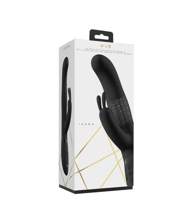 Vive Izara Rabbit Vibrator Schwarz – 10 Modi & Rotierender G-Punkt Schaft
