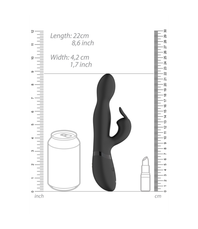 Vive Niva Black Rotating Rabbit Vibrator - 10 Modes, 100% Silicone Luxury
