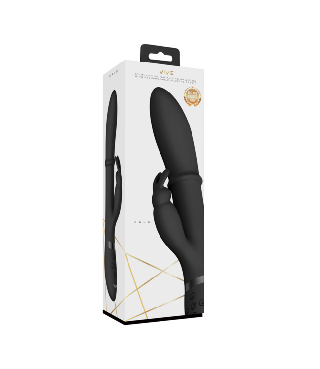 Vive Vive Eclipse Zwarte Oplaadbare Waterdichte G-Spot Rabbit Vibrator Met 10 Modi