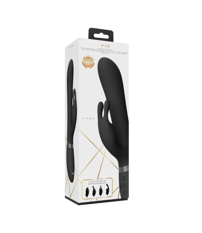 Vive Vive Chou Luxe Vibrator Zwart Met 3 Motoren, 4 Clitoris Sleeves & 100 Modi