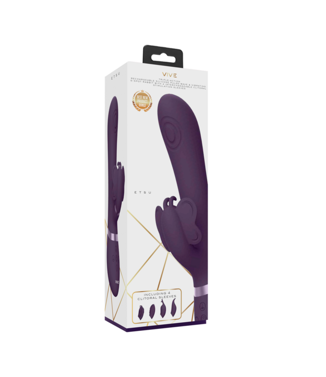 Vive Vive Etsu Paars Vibrator Met 3 Motoren En 4 Verwisselbare Clitoris Sleeves