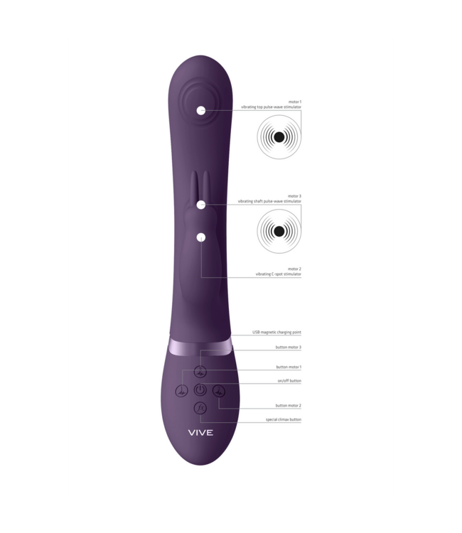Vive Vive Luxe G-Spot Vibrator Paars Met 3 Motoren En Pulsatiefunctie
