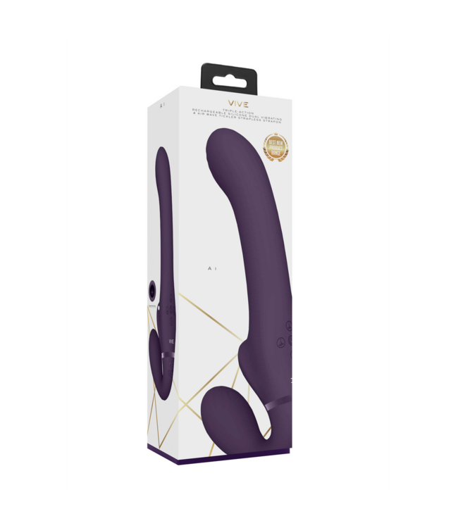 Vive Vive AI Doppelte Vibrations-Wellness in Lila – Strapless Strapon mit Luftwelle