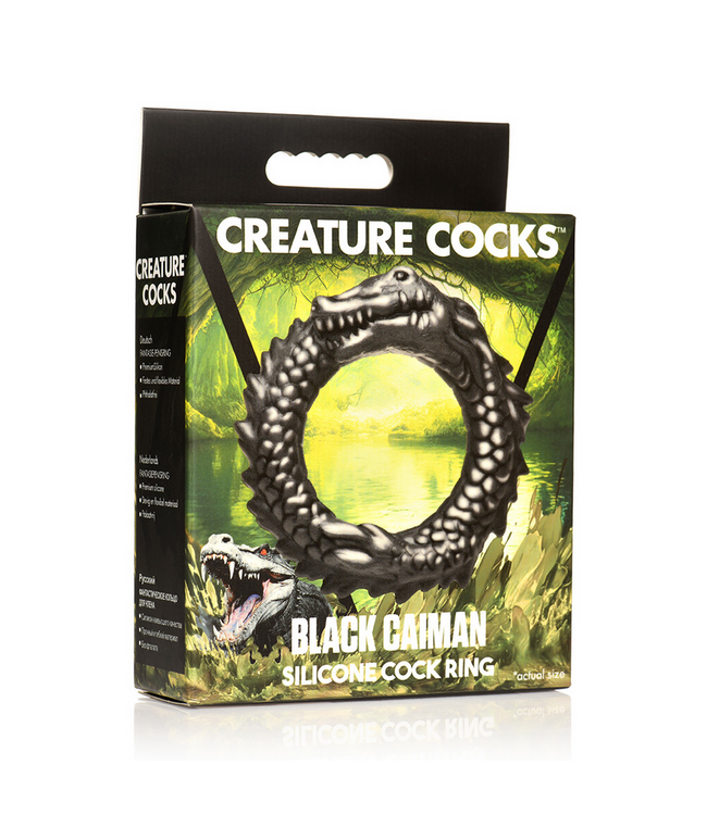 Creature Cocks Zwarte Siliconen Caiman Cockring 7,6 cm Met Ribbels En Bobbels