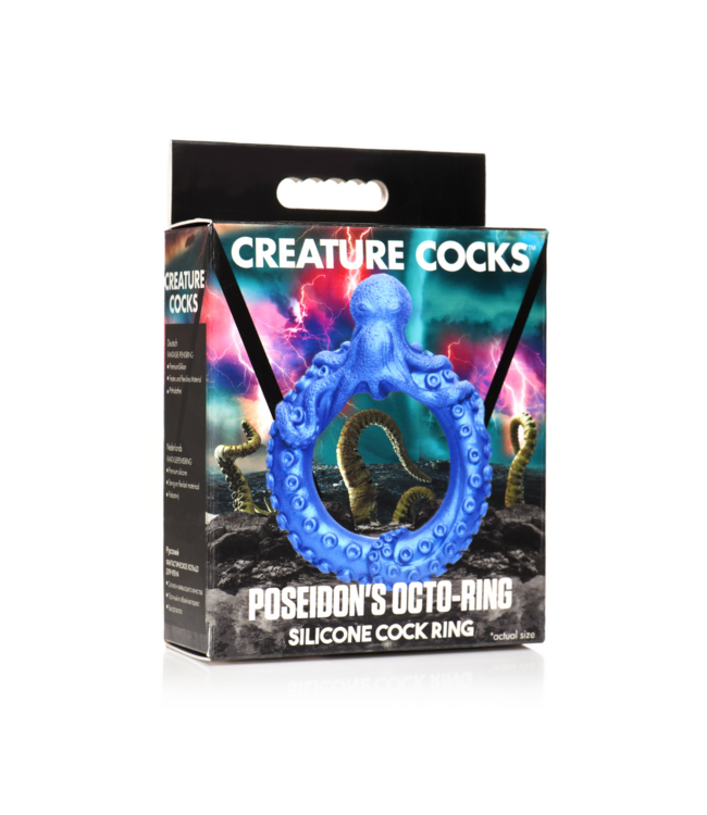 Creature Cocks Siliconen Penisring 6,5 cm Blauw Met Octopus Design Van XR Brands