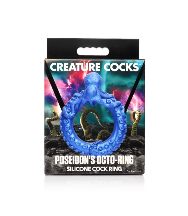 Creature Cocks Poseidon Octo-Ring 6.5 cm - Fun Blue Silicone Penis Ring