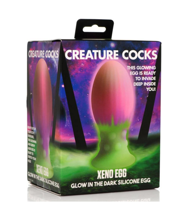 Creature Cocks Luminous Alien Xeno Egg - Glow-in-the-Dark Pink & Green 13.3 cm