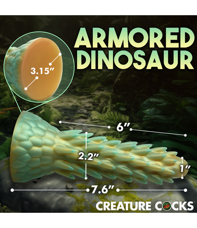 Creature Cocks Siliconen Dildo Met Stekelstructuur 19,5 cm Groen – Stegosaurus Design