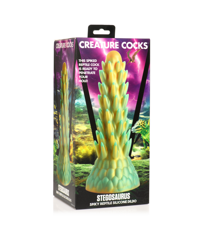 Creature Cocks Siliconen Dildo Met Stekelstructuur 19,5 cm Groen – Stegosaurus Design