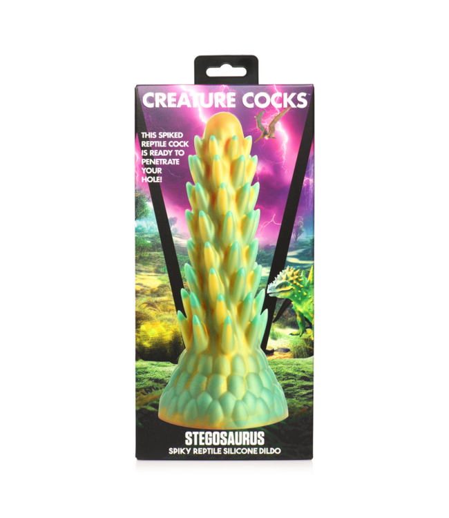 Creature Cocks Siliconen Dildo Met Stekelstructuur 19,5 cm Groen – Stegosaurus Design