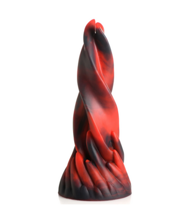 Creature Cocks Twisted Tongues Siliconen Dildo Met Dubbele Gedraaide Tong Zwart-Rood 18,8 cm