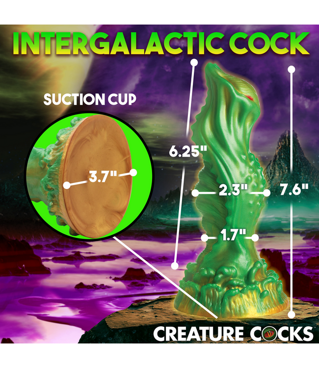 Creature Cocks Nebula Alien Dildo Grün 19,5 cm | Fantasievolles Silikonvergnügen für Alle