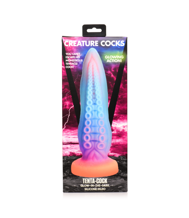 Creature Cocks Siliconen Glow-in-the-Dark Tentakel Dildo Met Zuigers En Verhoornde Richels 25,4 cm
