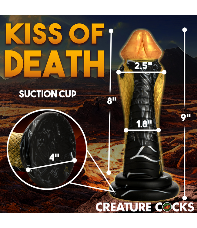Creature Cocks Siliconen Dildo Met S-Curve En Brede Kap - Goudzwart 9,5 cm