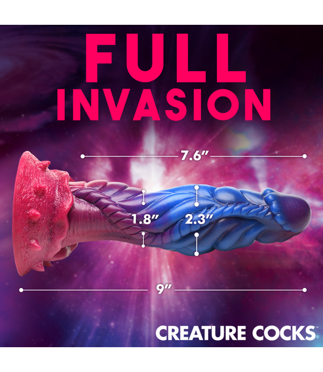 Creature Cocks Kosmische Siliconen Dildo 23 cm Paars Met Sterrenprint – XR Brands