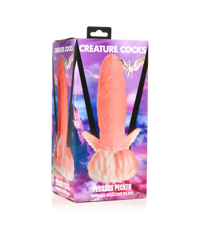Creature Cocks Pegasus Winged Siliconen Dildo Roze Met Realistische Vleugels 9,5 cm