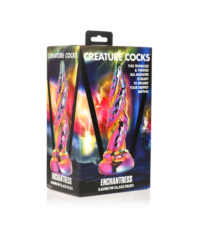 Creature Cocks Kraken Dildo aus Glas in Regenbogenfarben – 16 cm pure Genussqualität