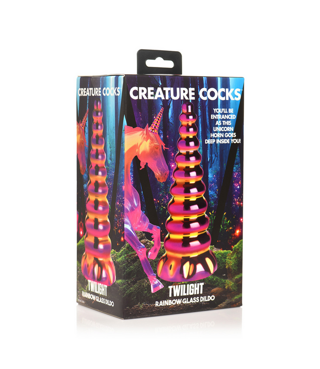 Creature Cocks Glazen Dildo 16 cm Met Iriserend Twilight Rainbow Ontwerp