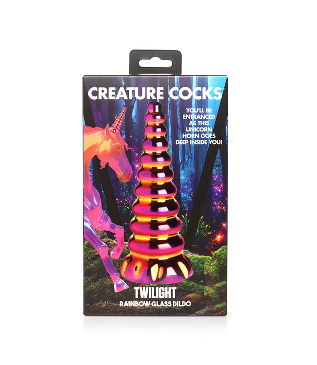 Creature Cocks Glazen Dildo 16 cm Met Iriserend Twilight Rainbow Ontwerp