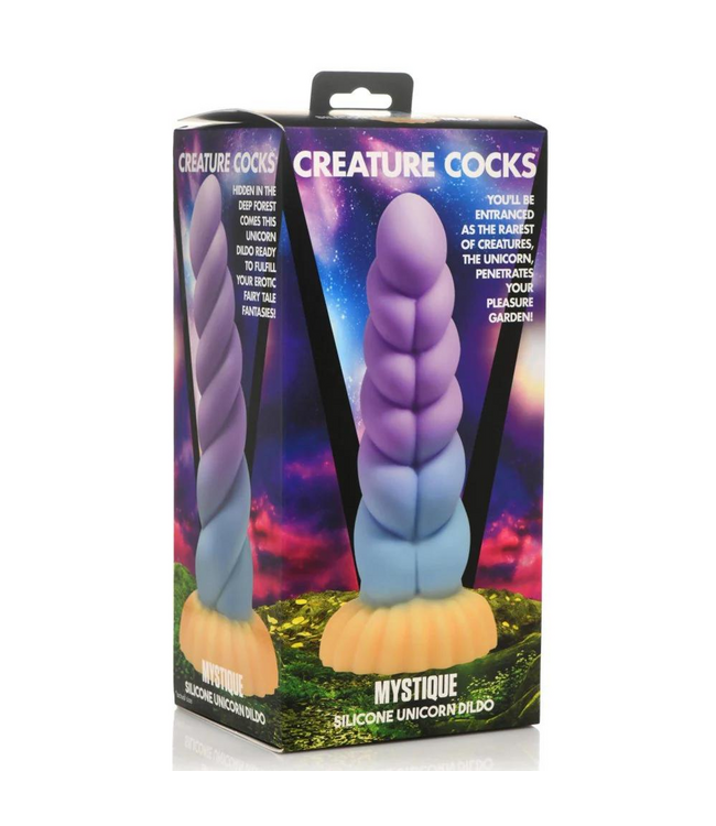 Creature Cocks Siliconen Fantasie Dildo 21 cm Met Oranje Hoorn – Eenhoorn Design