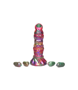 Creature Cocks Siliconen Ovipositor Dildo Met Structuur En Multikleurige Eieren 22,9 cm