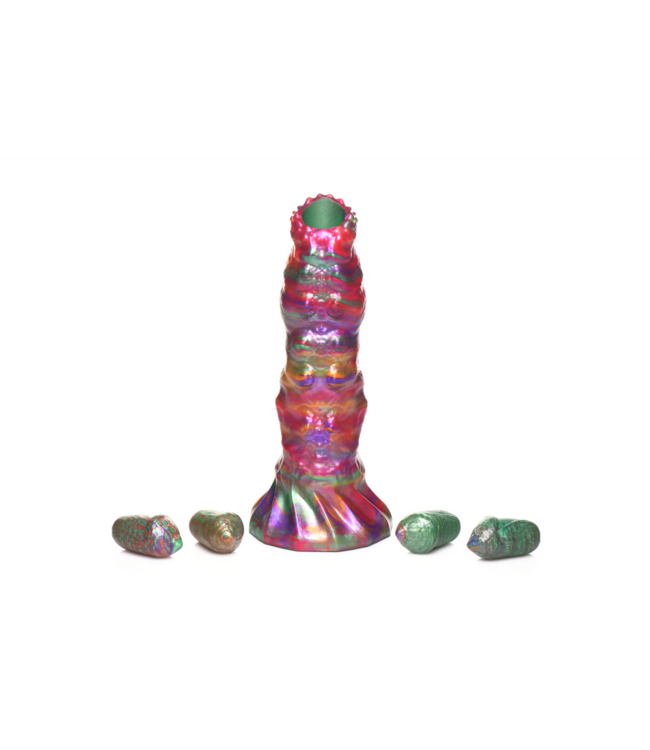 Creature Cocks Vibrant Larva Silicone Dildo with Eggs – Textured Adventure Await!
