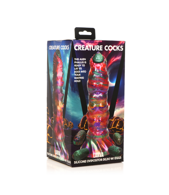 Creature Cocks Vibrant Larva Silicone Dildo with Eggs – Textured Adventure Await!