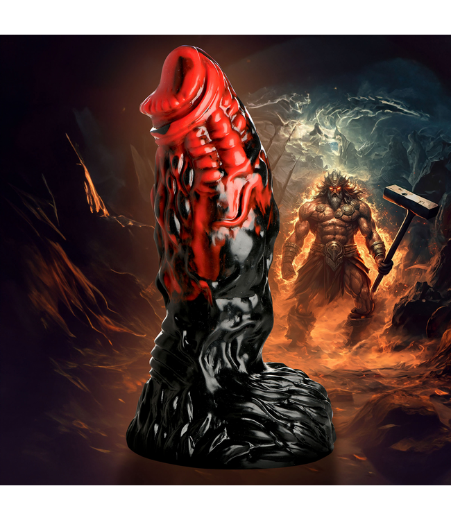 Creature Cocks XR Brands Siliconen Dildo 22,3 cm - Rood/Zwart Met Textuur Voor Intens Stimulatie