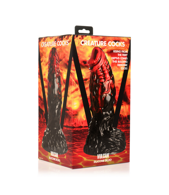 Creature Cocks XR Brands Siliconen Dildo 22,3 cm - Rood/Zwart Met Textuur Voor Intens Stimulatie