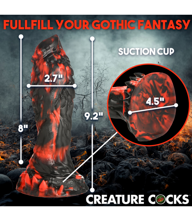 Creature Cocks Siliconen Dildo 24 cm Met Textuur En Stekelige Details Rood/Zwart
