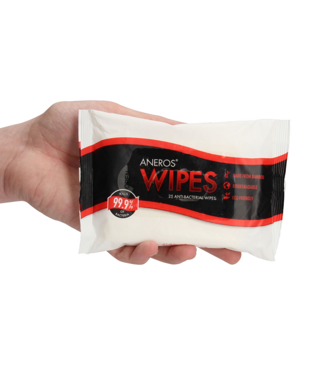Aneros Aneros Wipes - 25 Antibacterial Bamboo Wipes for Clean, Eco-Friendly Care