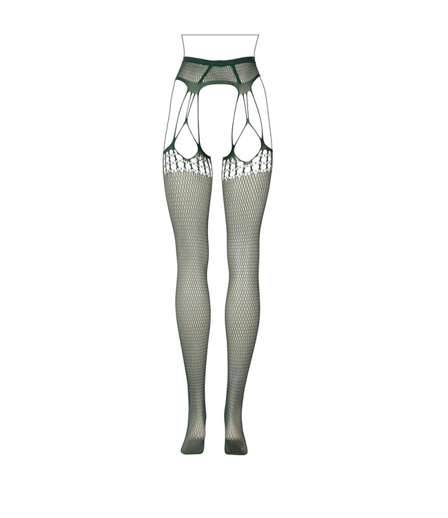 Le Désir Visnet Panty Grote Maat Met Shredded Jarretelbandjes Zonder Kruis Groen